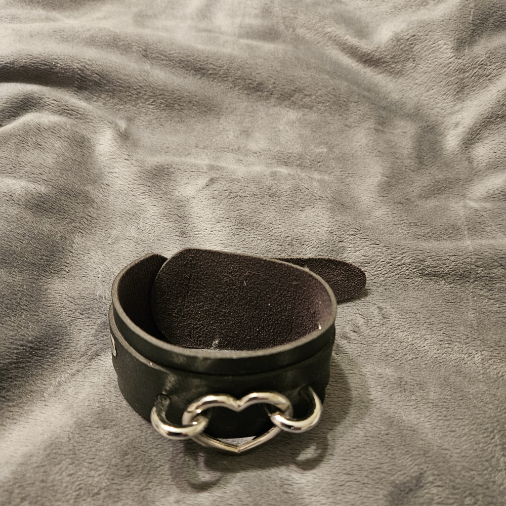 Black Bracelet with Silver Heart Detail